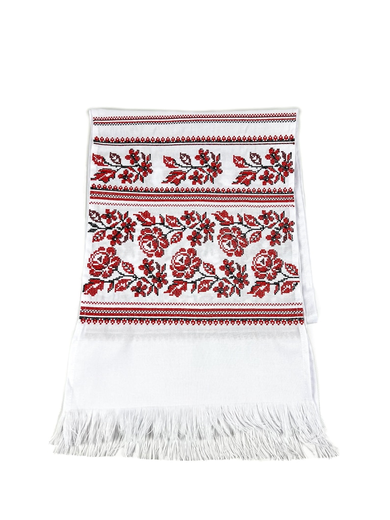 Red wedding rushnyk, Embroidered Ukrainian rushnyk, Wedding rushnyk traditional, Ceremonial wedding towel, White and red wedding table decor
