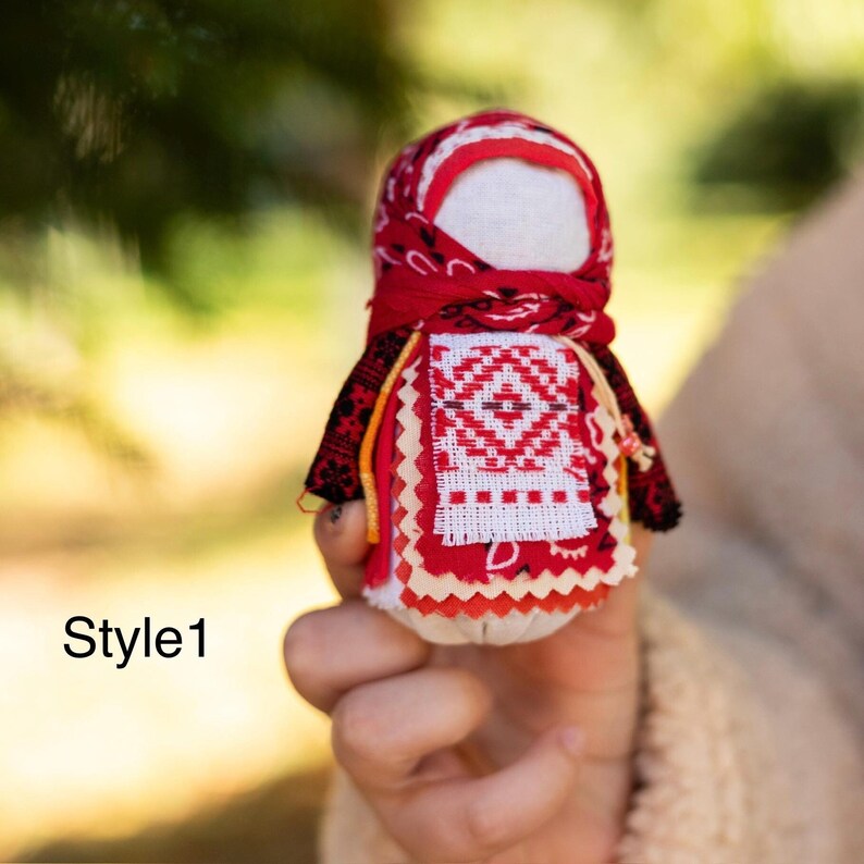 Handmade traditional Ukrainian doll, Red folk doll with embroidery, Slavic decorative doll, Rustic gift, Ethnic doll, Ukrainian craft
