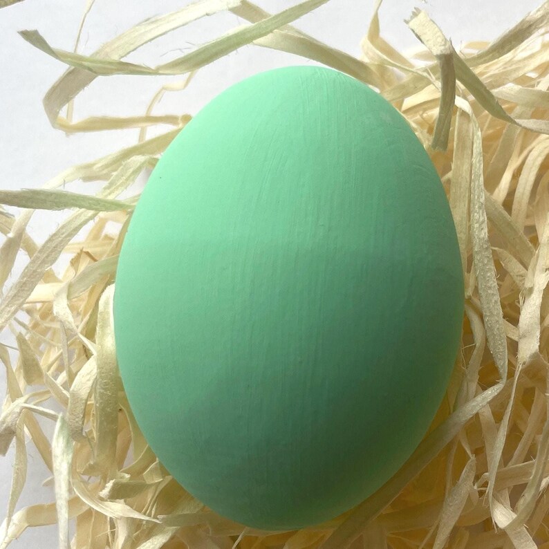 Mint Green Easter Egg Decor for Spring Display, Pastel Painted Egg Ornament, Minimalist Farmhouse Easter Basket Decoration